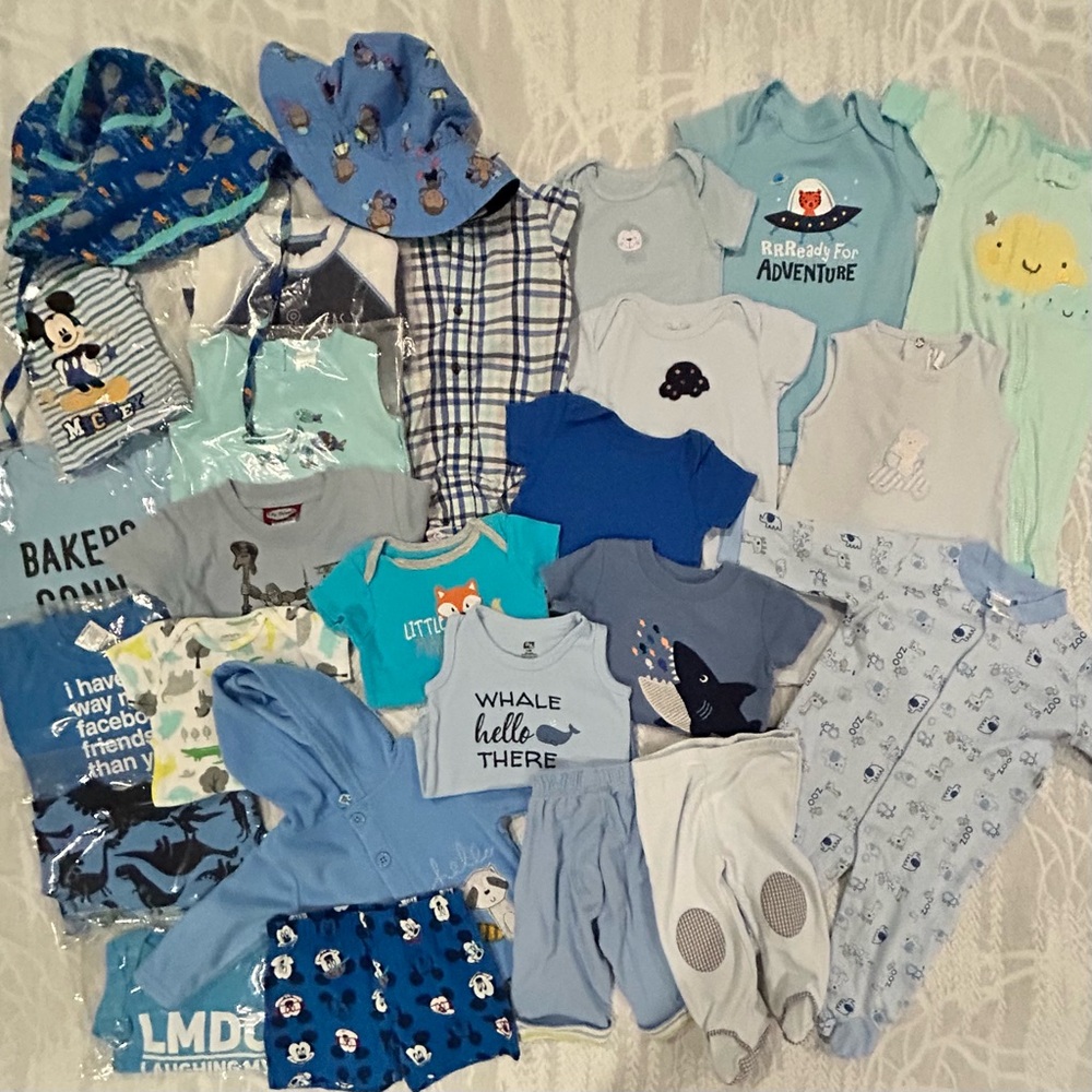 Lot/Bundle of 26 Pieces Baby Boy’s Clothing Sizes 3-6 through 6-9 Month